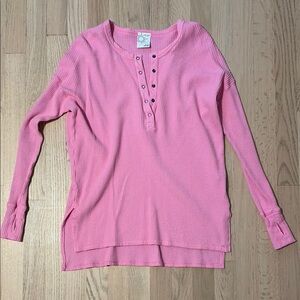 Aerie Pink Long Sleeve Henley Top